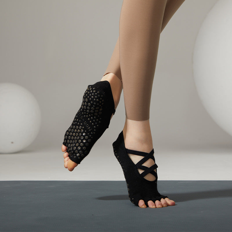 Dual-Ribbon Non Slip Sock Black