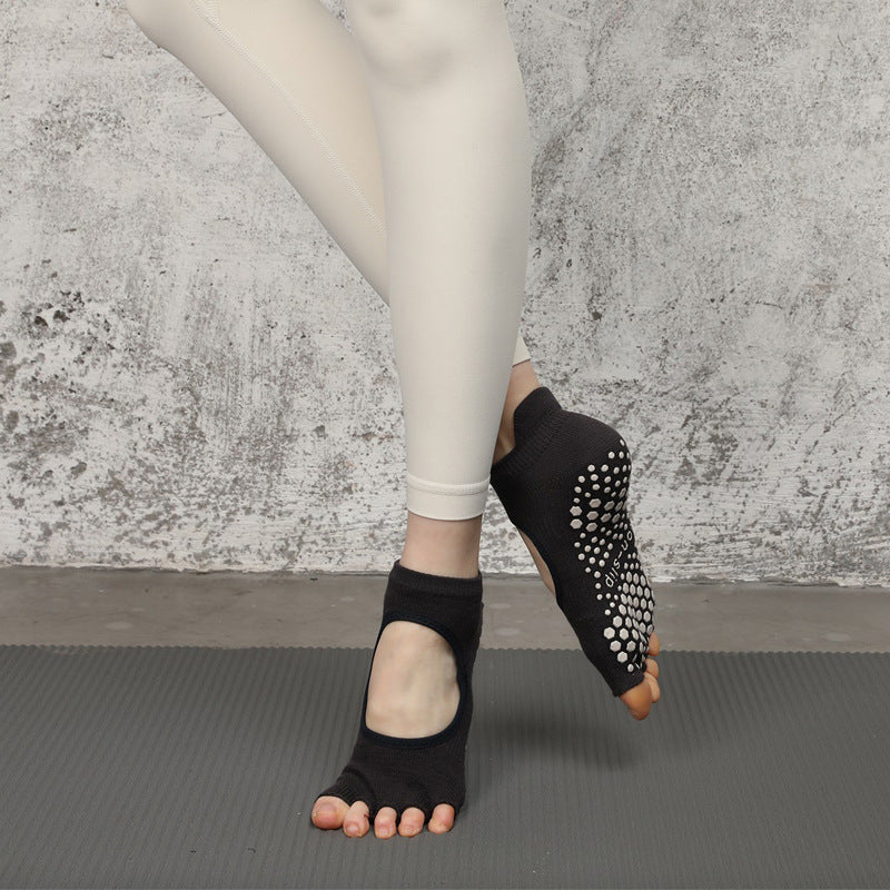 Open Toe Grip Socks Black