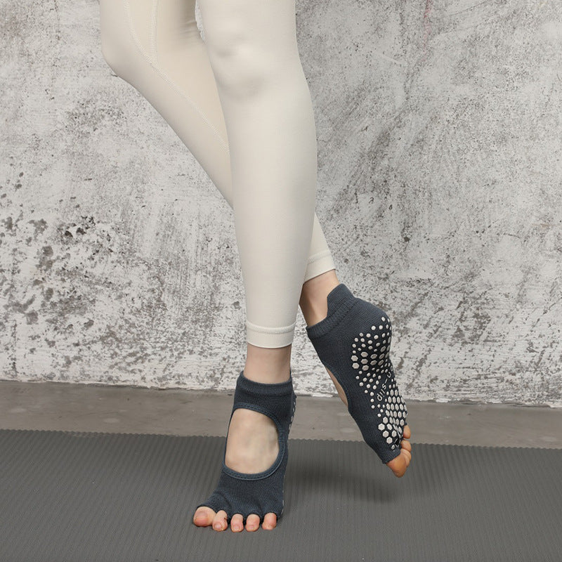 Open Toe Grip Socks Dark Grey