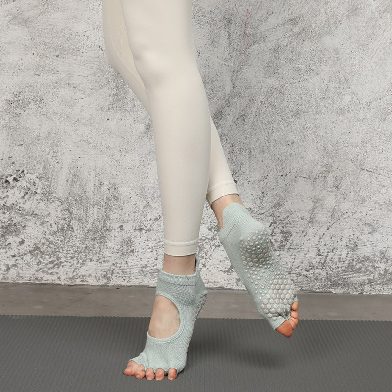 Open Toe Grip Socks Light Blue