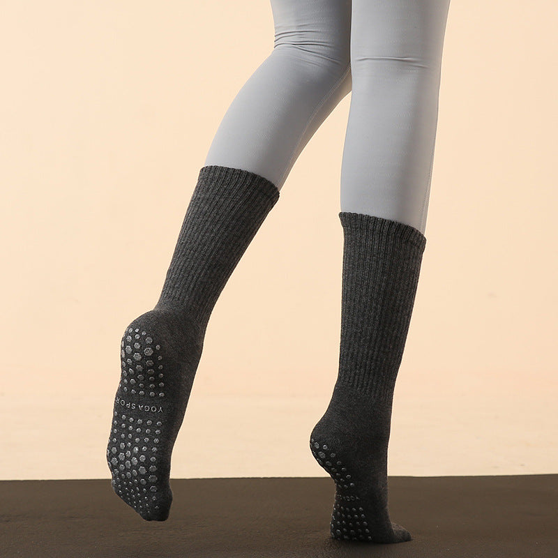 Sports Terry Crew Yoga Socks Dark Grey