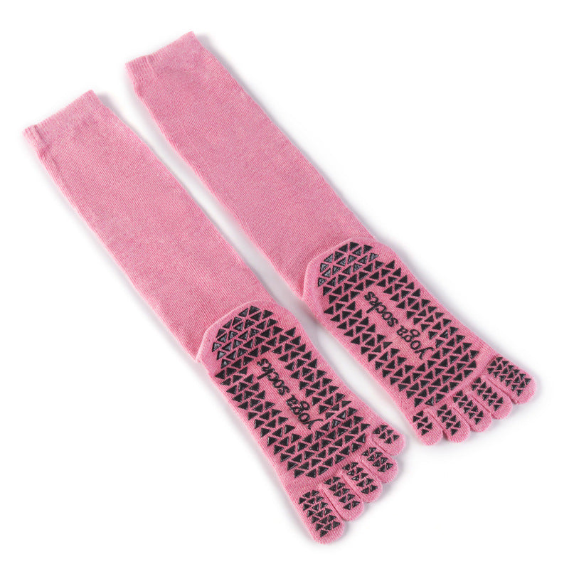 Mid-calf Five Toe Yoga Sports Socks with Environmental Grip Sole
