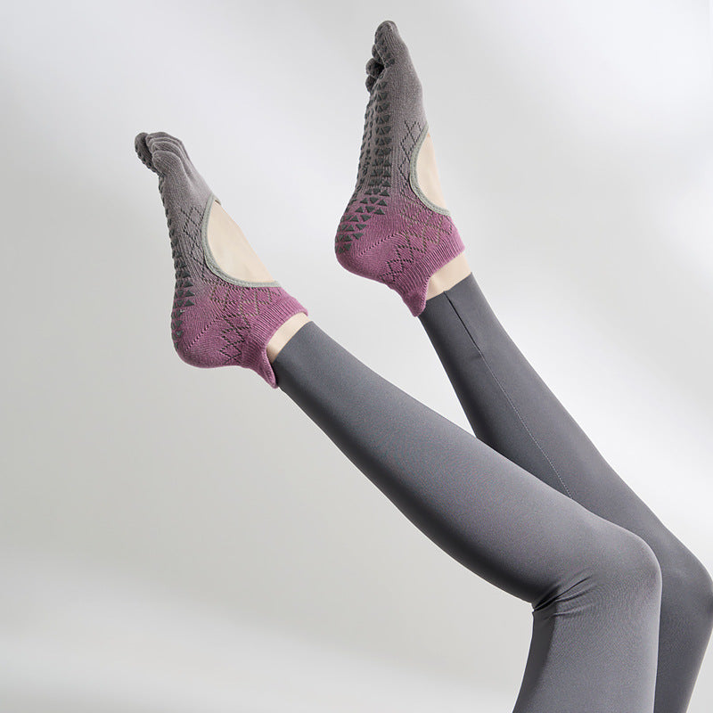 Backless Gradient Colour Anti-slip Pilates Socks