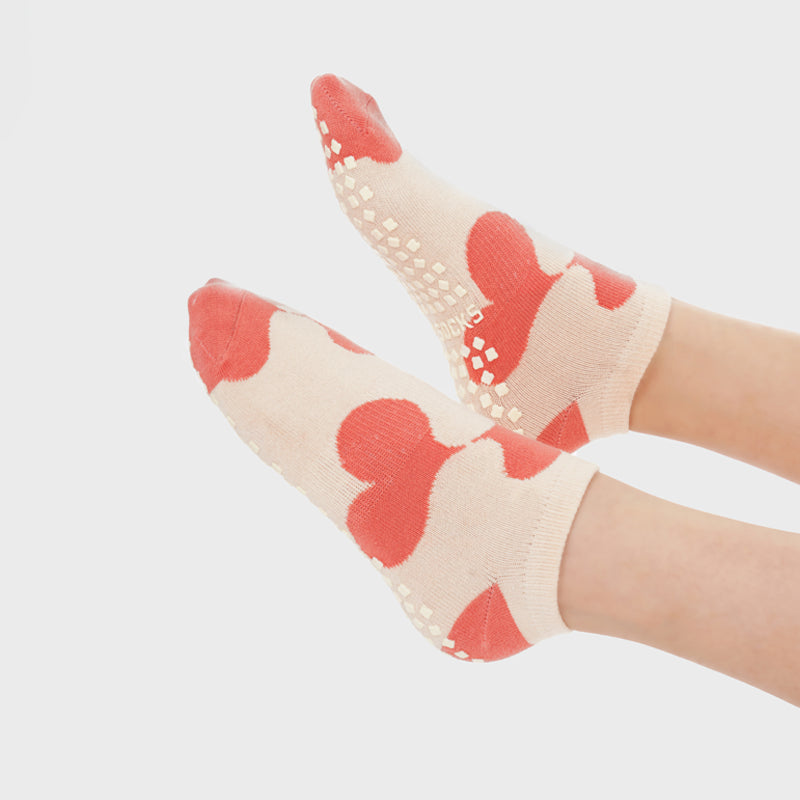 Low Cut Grip Socks-Love Heart