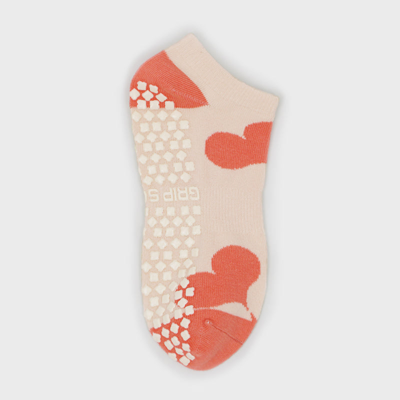 Low Cut Grip Socks-Love Heart