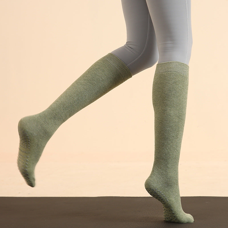 Mid-Calf Cotton Yoga Socks Green