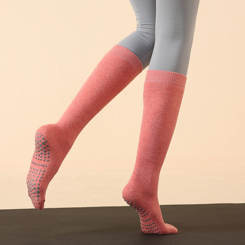 Mid-Calf Cotton Yoga Socks Pink