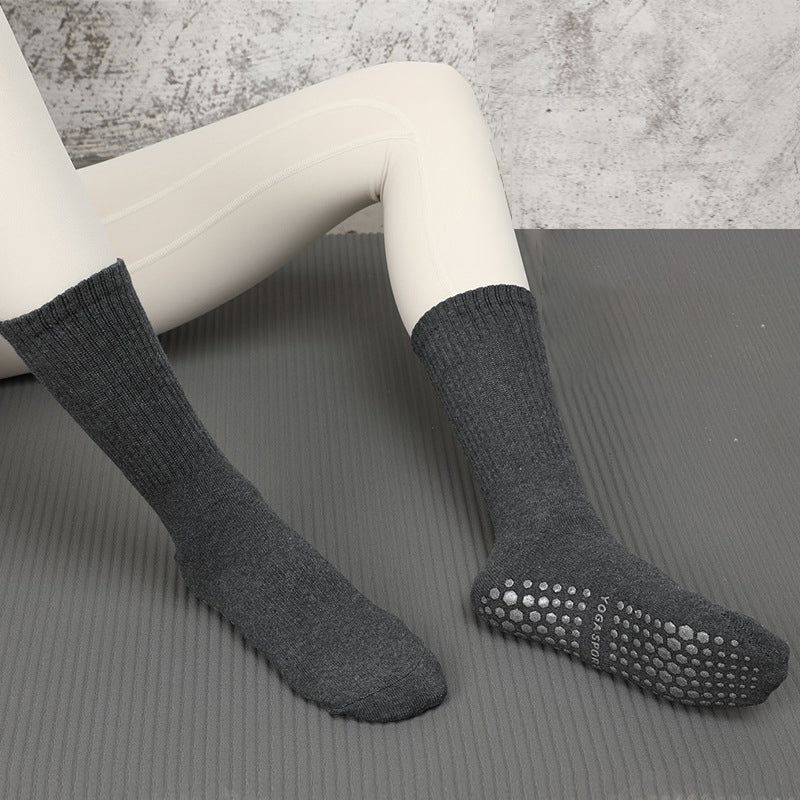 Crew Length Yoga Sports Socks Grey