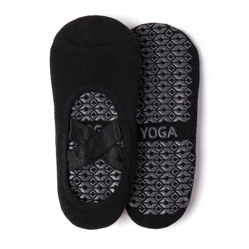 Cross-Ribbon Yoga Sports Socks Black