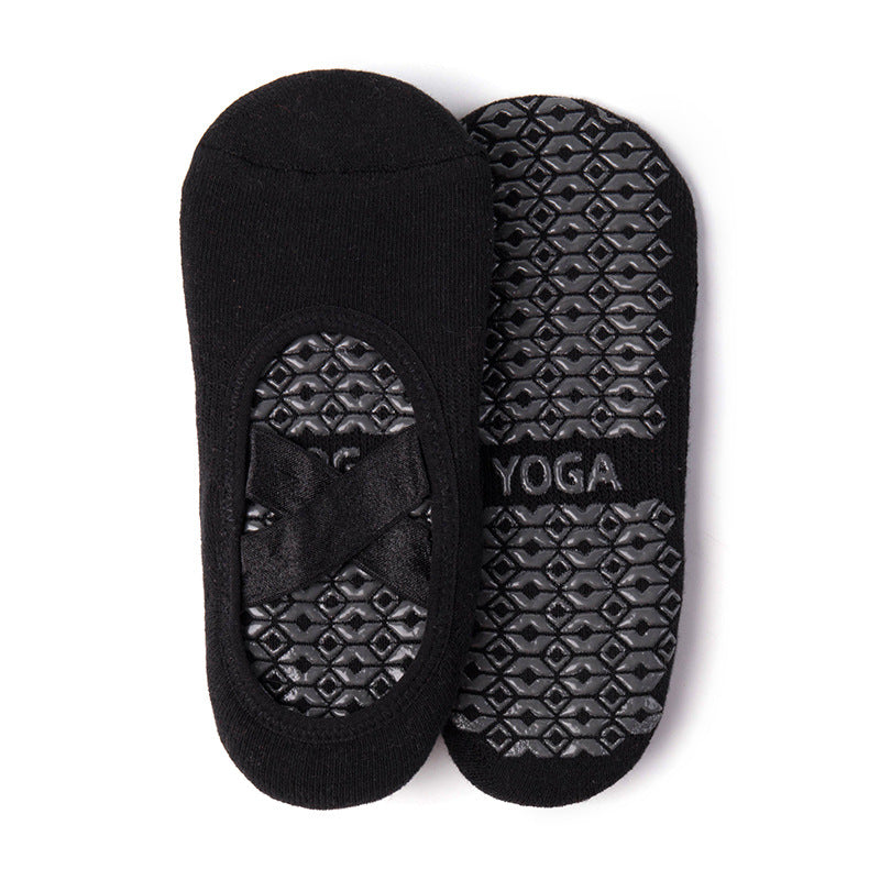 Ribbon Anti-Slip Yoga Sports Socks Black Colour