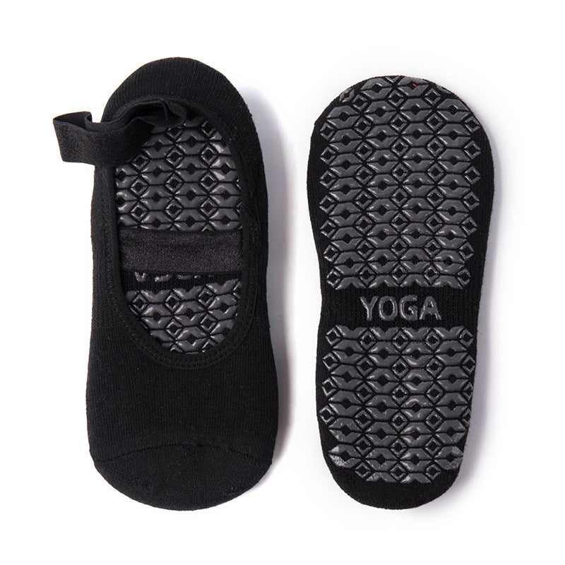 Dual Ribbon Anti-Slip Yoga Sports Socks Black