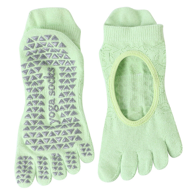 Five Toe Yoga Grip Socks Green