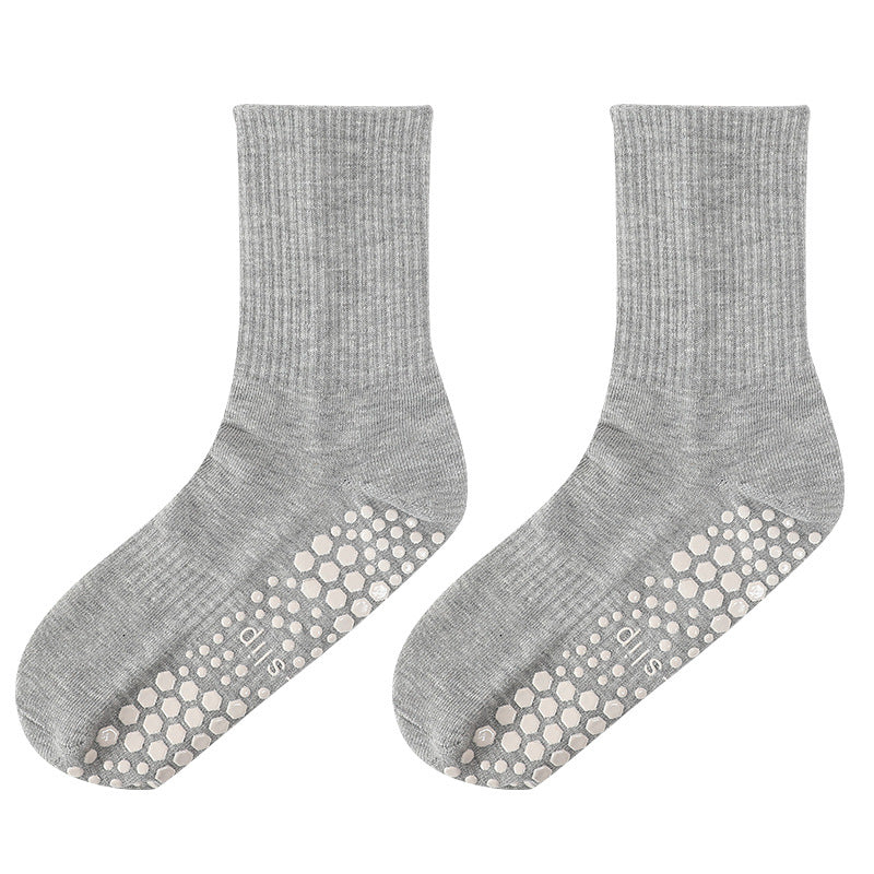 Quarter Length Pilates Grip Socks Grey