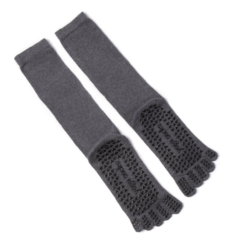 Mid-calf Five Toe Yoga Sports Socks Dark Grey