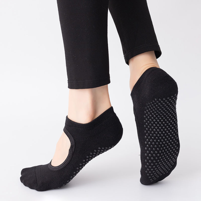 Open Back Non Slip Pilates Socks Black