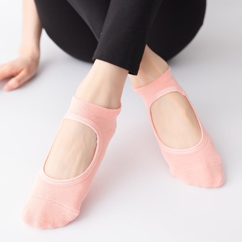 Open Back Non Slip Pilates Socks Pink