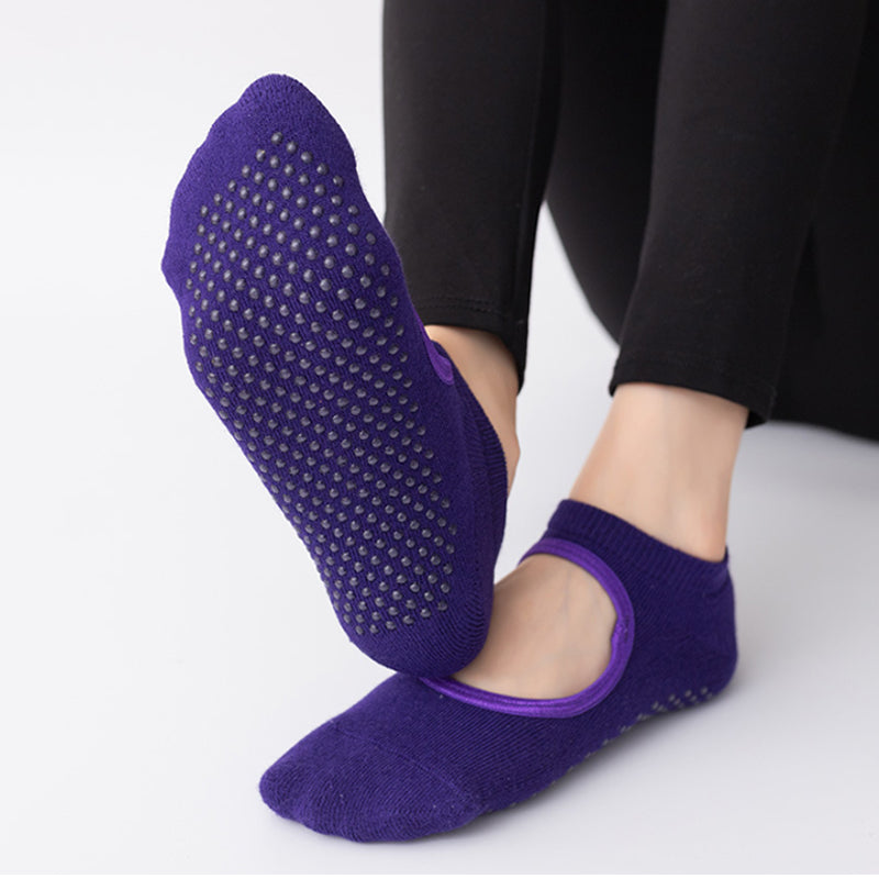 Open Back Non Slip Pilates Socks Purple