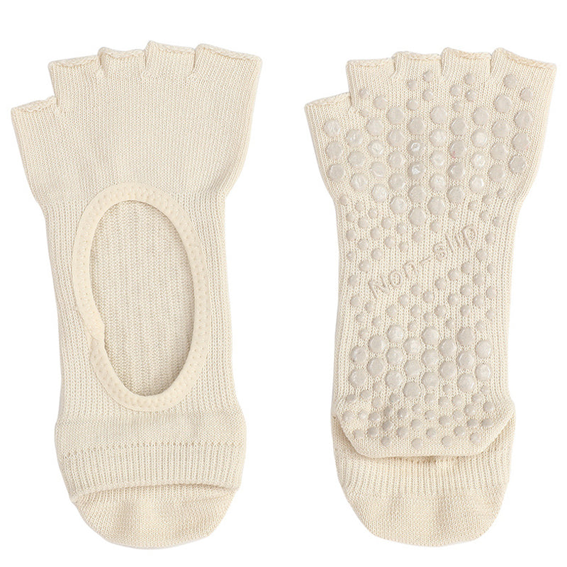 White Non Slip Open-Toe Grip Socks