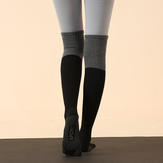 Over Knee Yoga Sports Socks Black and Grey
